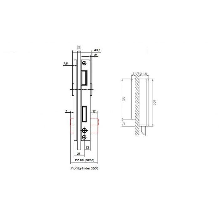 Staand Loopslot afgerond DIN R 6115036-14-15